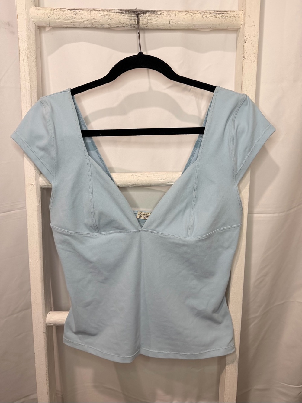 Women's Light Blue Deep V Crop Top